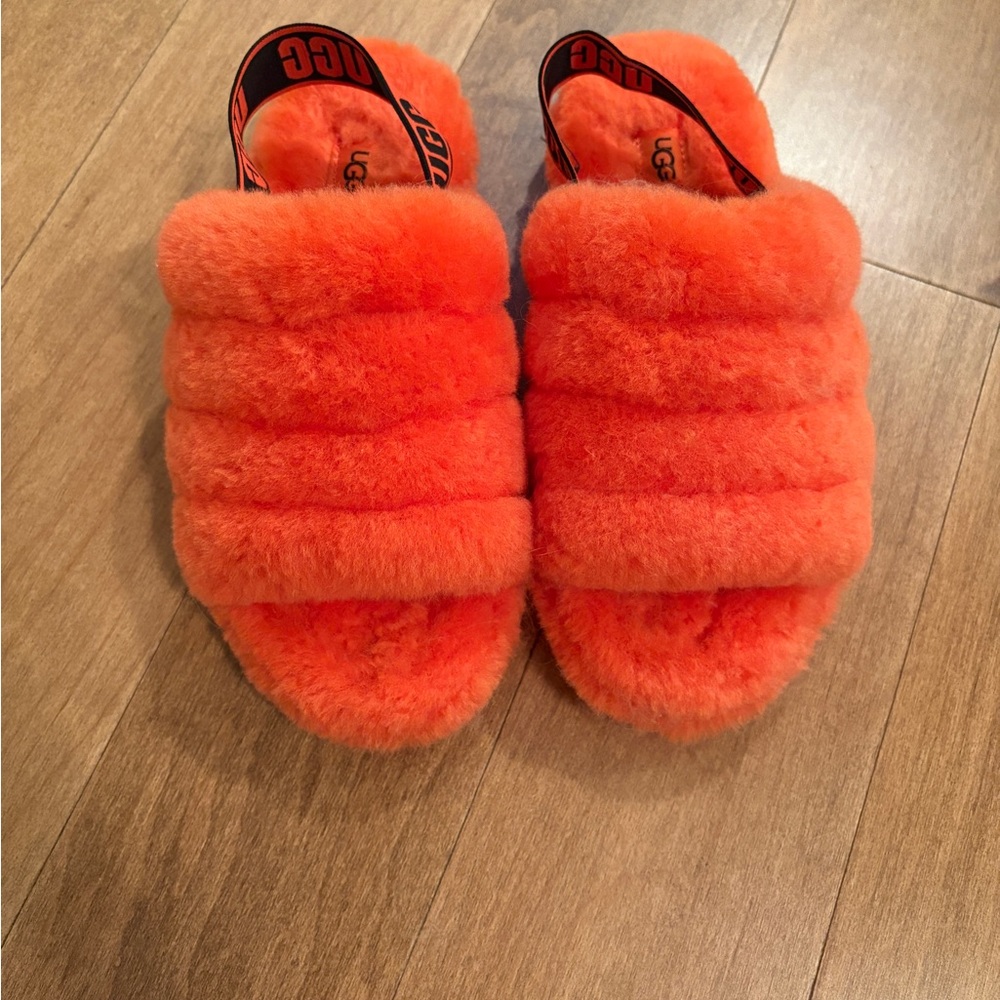 UGG Vibrant Orange Fluffy Slippers